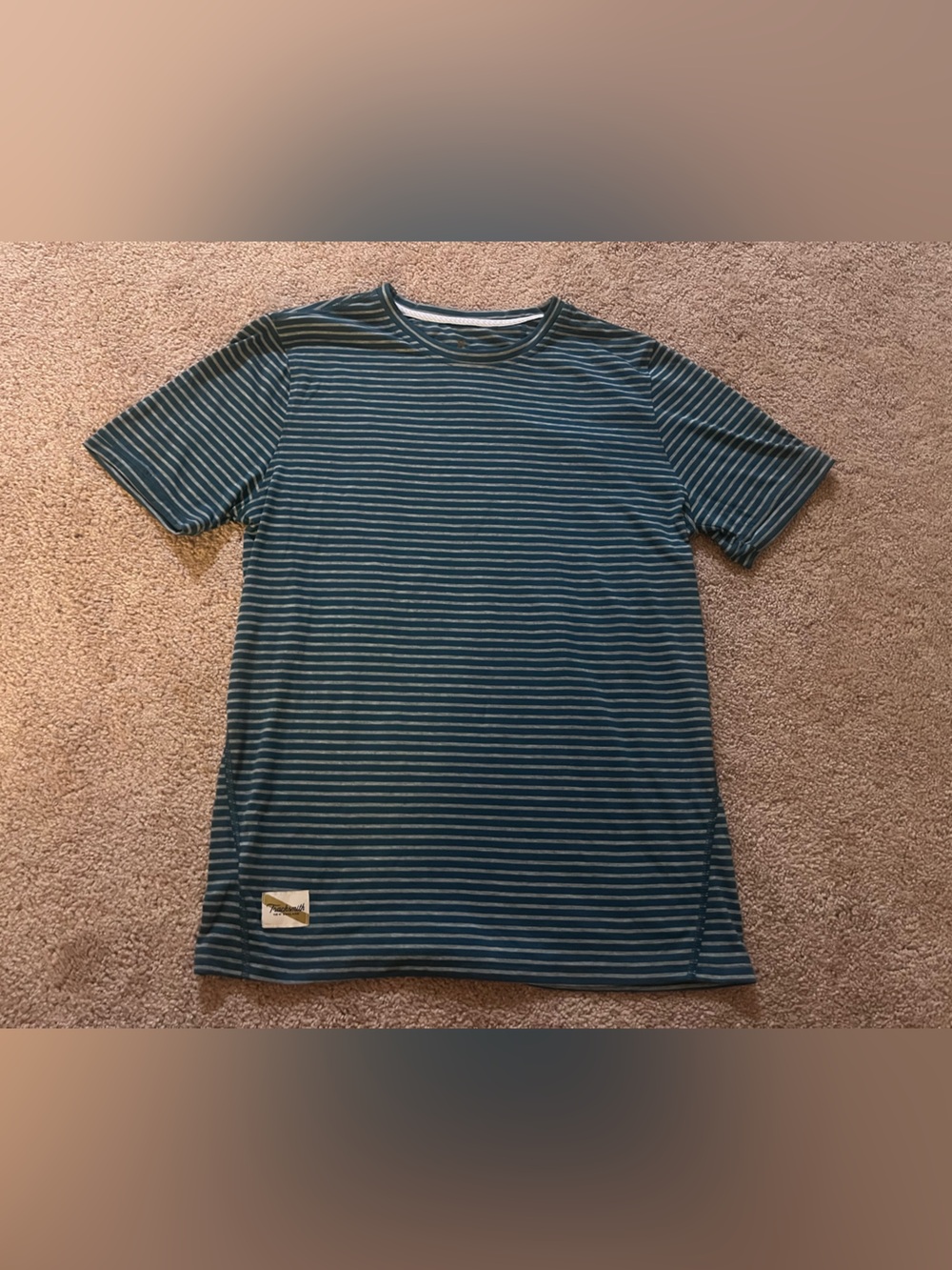 Tracksmith Teal and Gray Men’s Running Tshirt size Medium